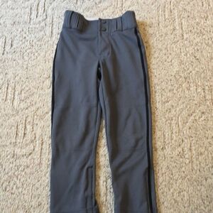 Kids Gray Baseball Pants with Black Side Stripe